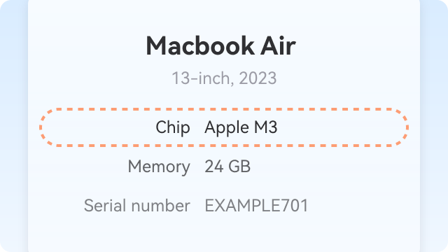About This Mac window showing chip info
